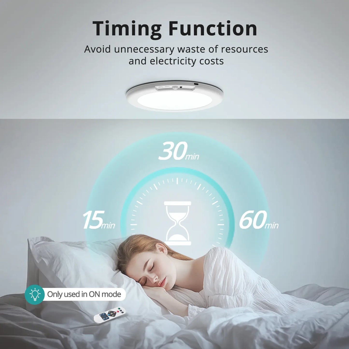 Wowatt Wireless Rechargeable LED Ceiling Light – 3 Color Modes, Dimmable, Motion Sensor, Timer, Remote, 7.48" – Perfect for Closet, Hallway, Shower, Kitchen
