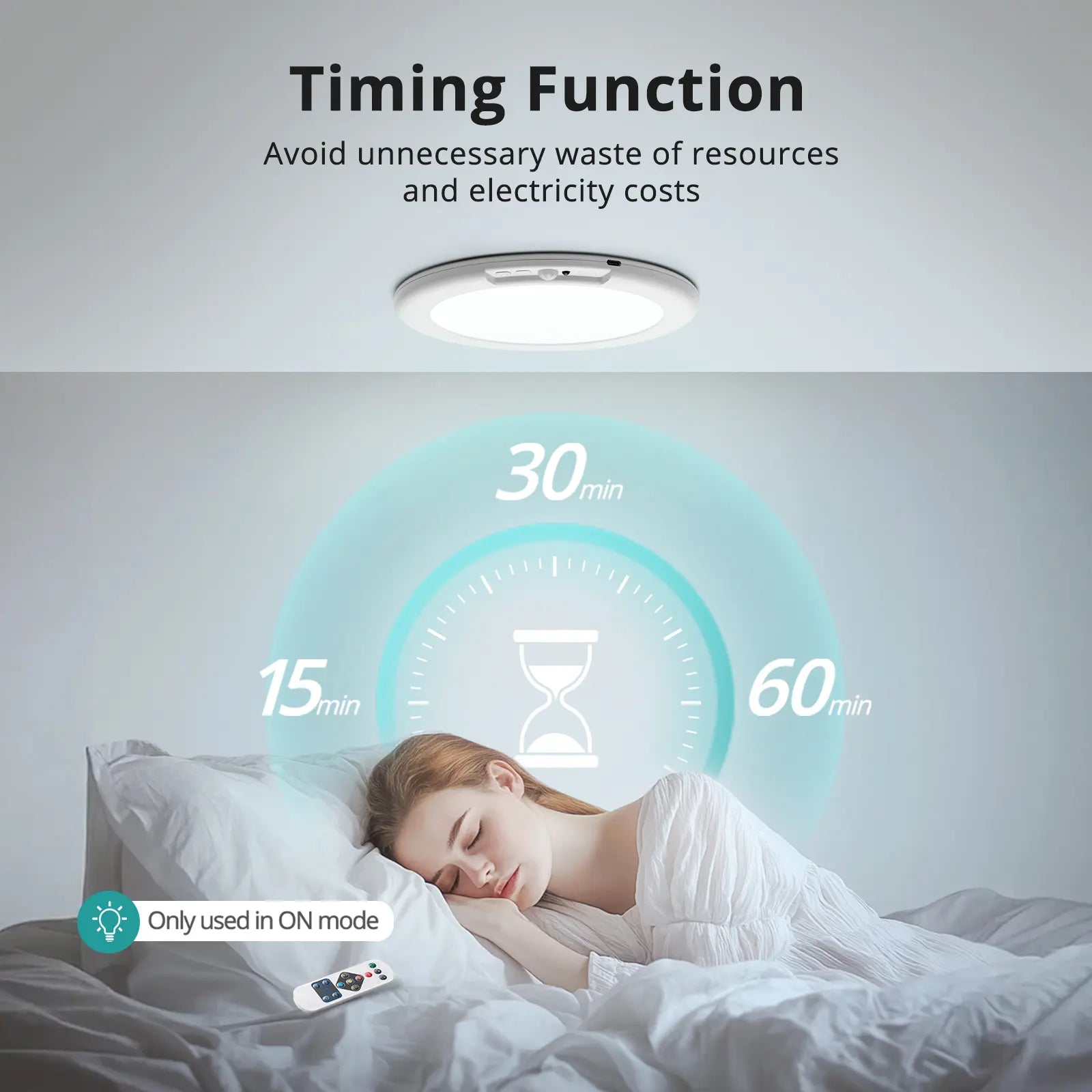 Wowatt Wireless Rechargeable LED Ceiling Light – 3 Color Modes, Dimmable, Motion Sensor, Timer, Remote, 7.48" – Perfect for Closet, Hallway, Shower, Kitchen