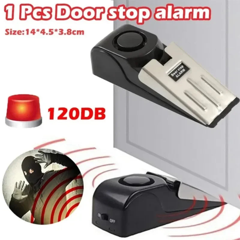 Mini Wireless Door Stop Alarm – 120dB Security Alert System with Wedge-Shaped Door Blocker for Home, Travel, Office, and Hotel Use
