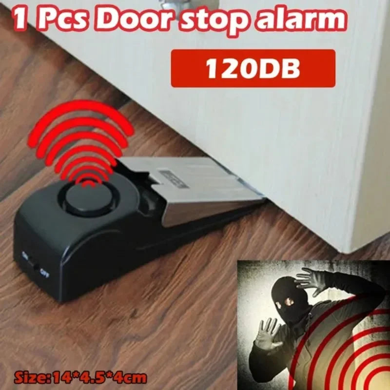 Mini Wireless Door Stop Alarm – 120dB Security Alert System with Wedge-Shaped Door Blocker for Home, Travel, Office, and Hotel Use