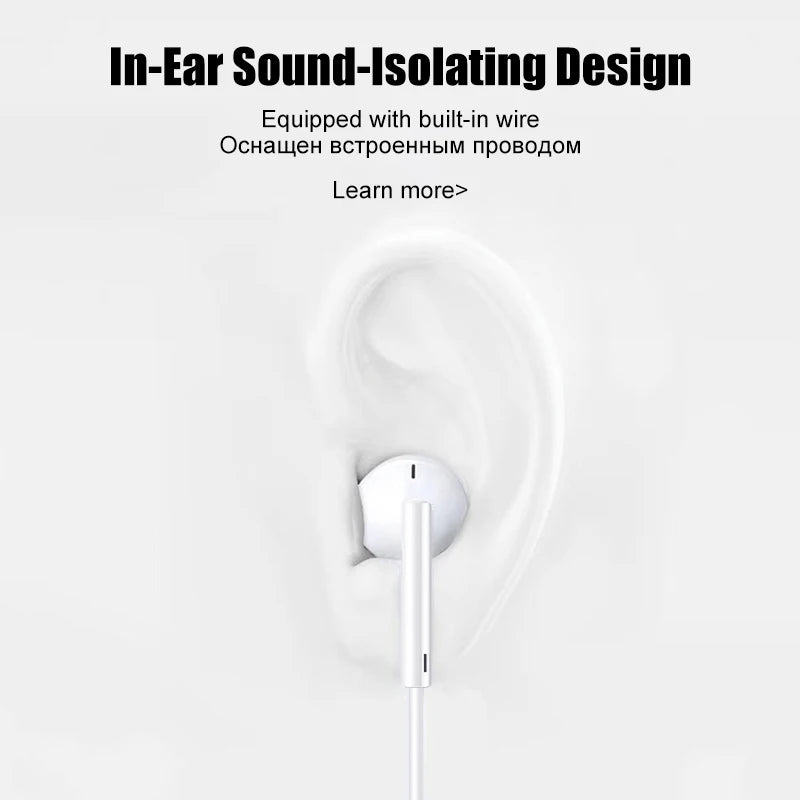 Wired In-Ear Earphones with Type-C & 3.5mm Support for Smartphones, Tablets, Laptops, and iPads
