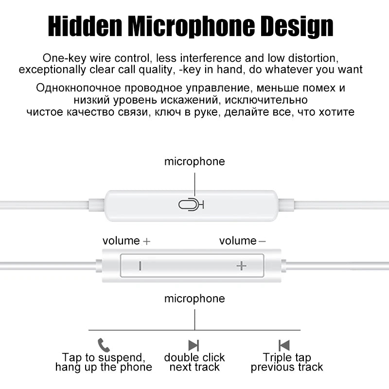 Wired In-Ear Earphones with Type-C & 3.5mm Support for Smartphones, Tablets, Laptops, and iPads