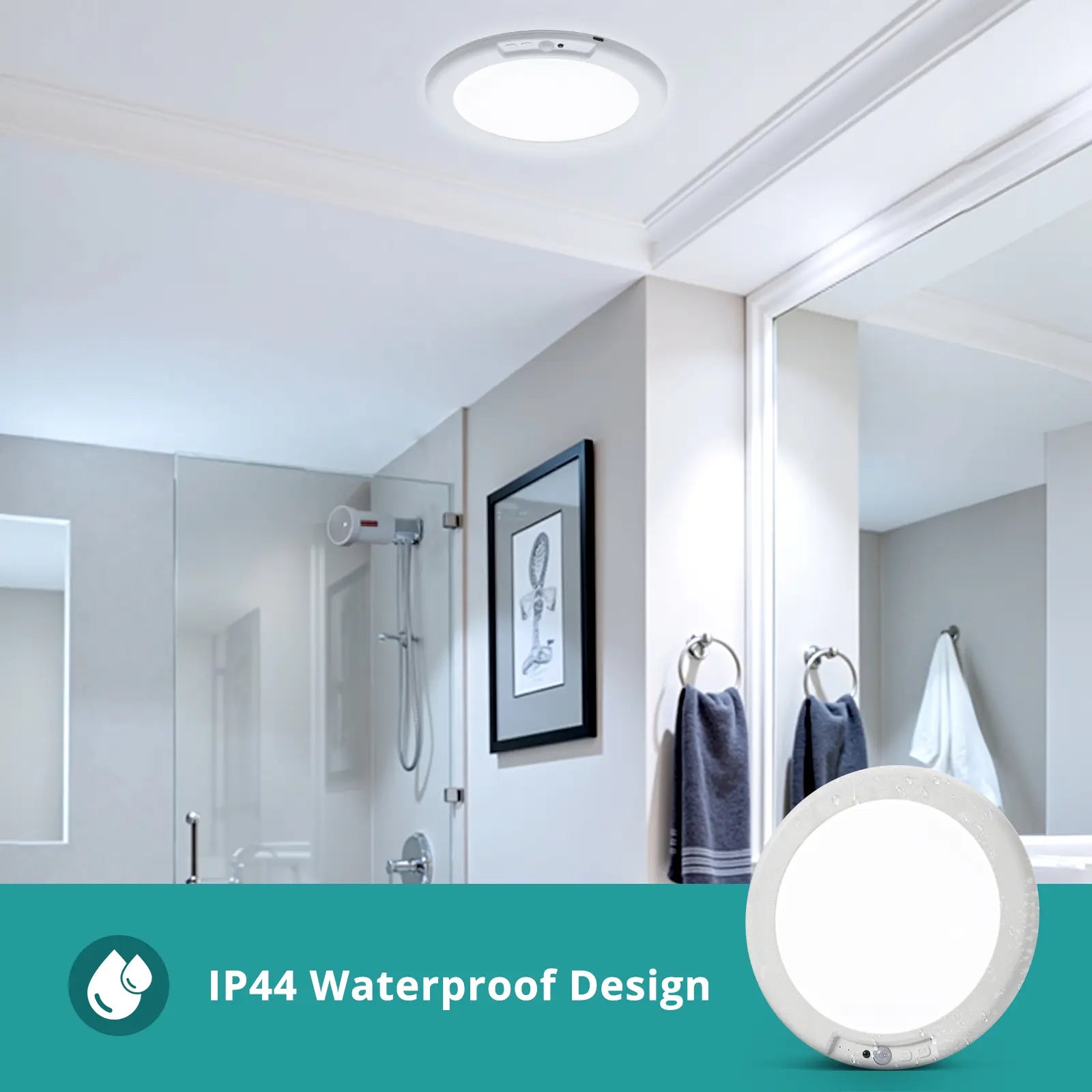 Wowatt Wireless Rechargeable LED Ceiling Light – 3 Color Modes, Dimmable, Motion Sensor, Timer, Remote, 7.48" – Perfect for Closet, Hallway, Shower, Kitchen
