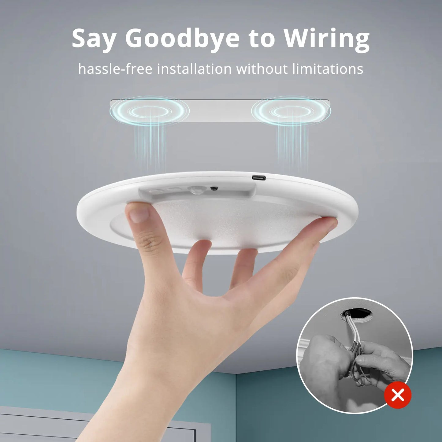 Wowatt Wireless Rechargeable LED Ceiling Light – 3 Color Modes, Dimmable, Motion Sensor, Timer, Remote, 7.48" – Perfect for Closet, Hallway, Shower, Kitchen