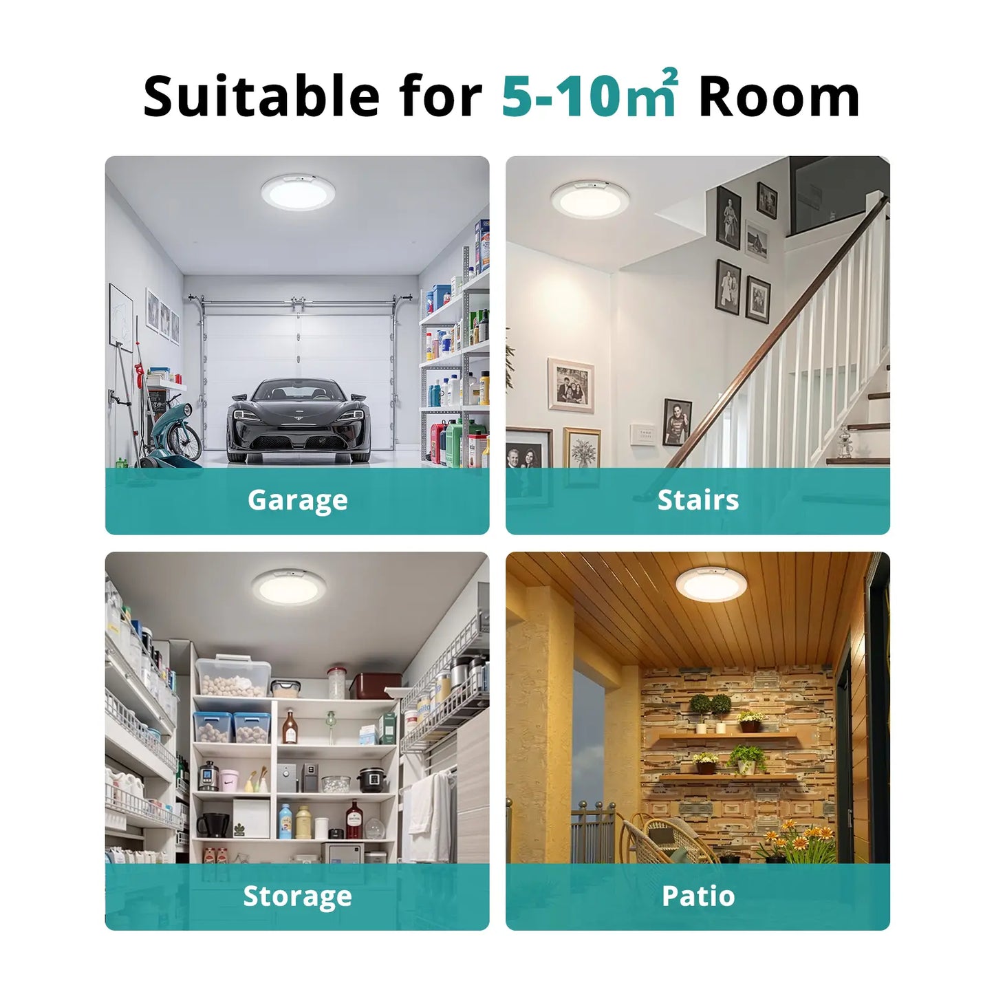 Wowatt Wireless Rechargeable LED Ceiling Light – 3 Color Modes, Dimmable, Motion Sensor, Timer, Remote, 7.48" – Perfect for Closet, Hallway, Shower, Kitchen